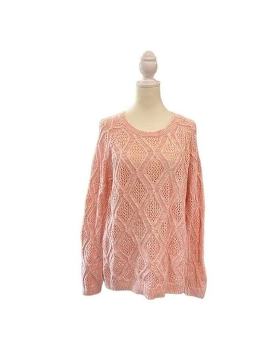 Sonoma Sweaters - Sonoma Goods For Life Marled Cable Knit Diamond Pattern Sweater Pink Size Large